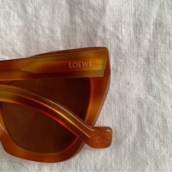 Loewe Tortoiseshell Cat Eye Brown Tan Orange Sunglasses LW 40014U - Picture 3 of 8